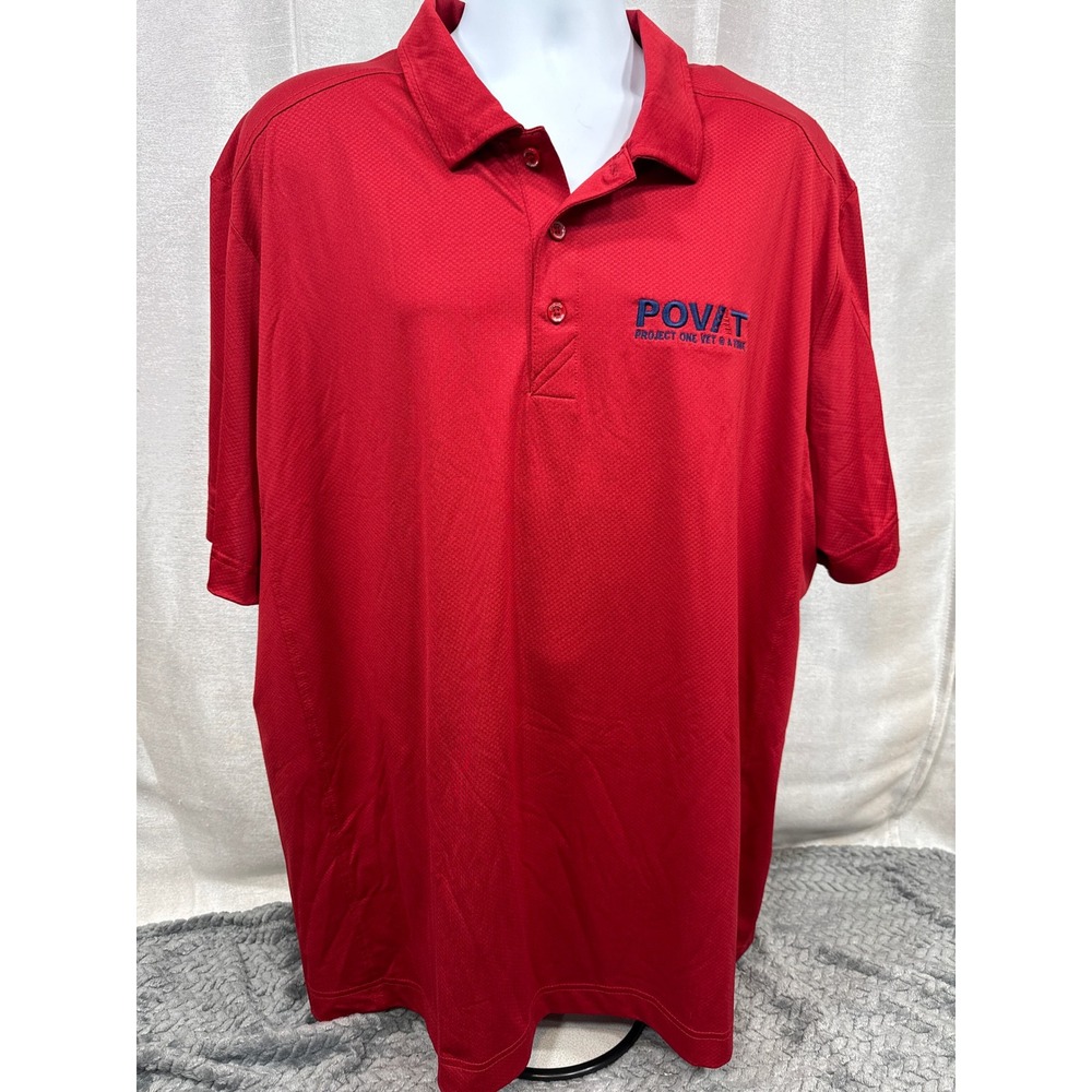 Cutter‎ & Buck Mens XXL Red DryTec Polo Shirt POVAT Project One Vet @ A Time NEW